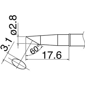 烙铁头（T31，兼容无铅焊锡，350℃）HAKKO白光T31-03JL02